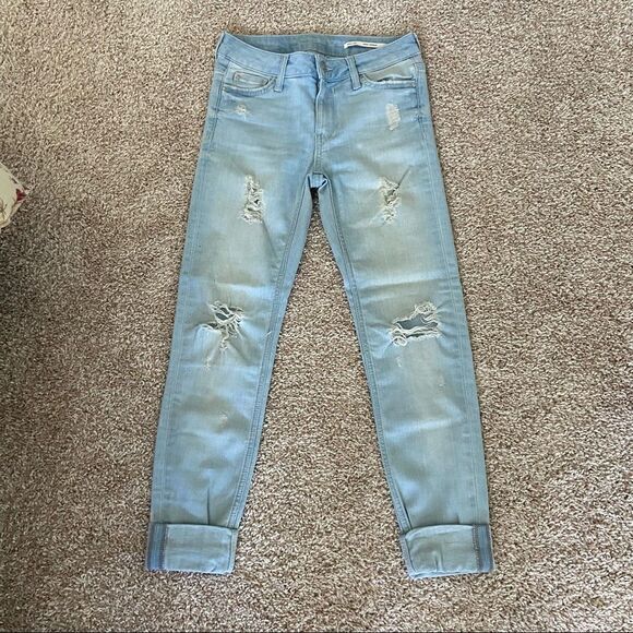 Zara Distressed Girlfriend Denim Jeans - Picture 1 of 3